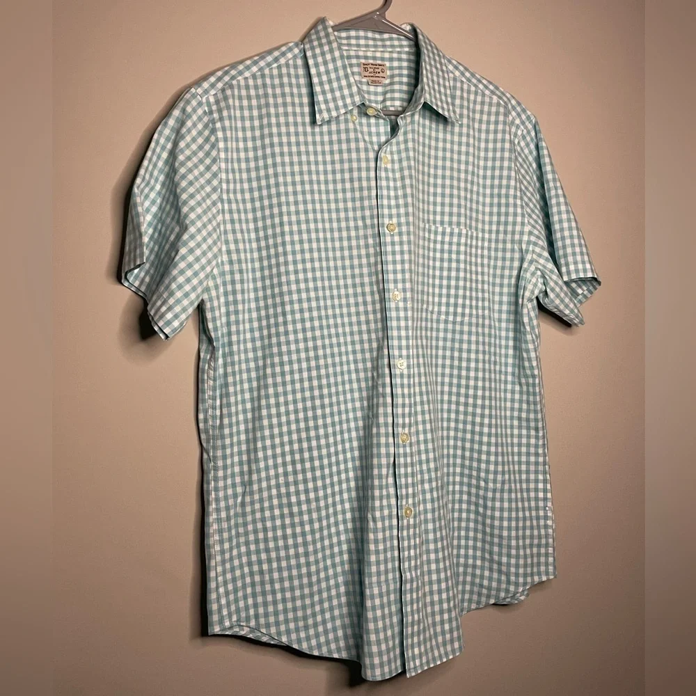 EUC - Men’s Quality Linen Tailored by J.Crew Plaid Shirt- Blue & White - Size: L